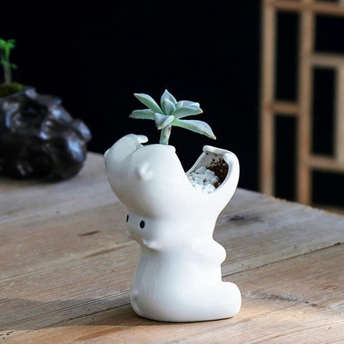Mini Cute Ceramic Animal Flower Pot Succulent Plant Pot (Hippo)...