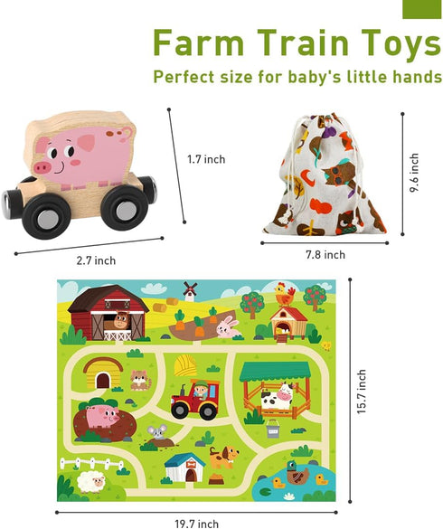 Montessori Toys for Toddlers, 11PCS Wooden Train Set, Toddler Toys for Preschool Learning Activities for Kids, Birthday Gift for Boys and Girls...