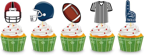 Football Sport Cupcake Toppers Cake Decorations Toppers Picks for Sport Themed Birthday Baby Shower Wedding Party Supplies 25PCS...