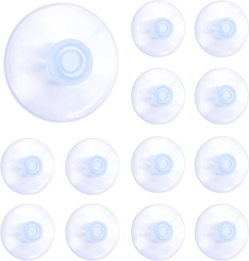 12pcs Suction Cup Glass Suction Pads 40mm Clear PVC Plastic Sucker Pads Without Hooks Extra Strong Adhesive Suction Holder for Home Kitchen and Ba...
