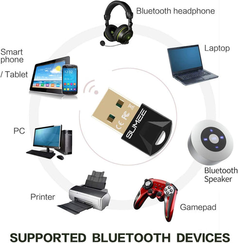USB Bluetooth 5.0 Adapter Dongle,Wireless Bluetooth Transmitter Receiver for PC Laptop Computer Desktop Stereo Music Skype Call Keyboard Mouse Sup...