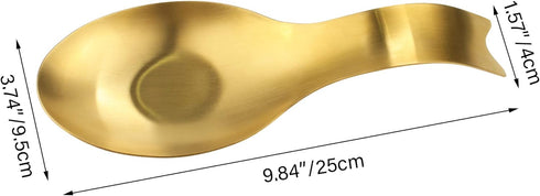 Stainless Steel Spoon Rest, Spatula Ladle Holder, Stainless Steel Utensil Spoon Rest Holder, Brushed Finish, Dishwasher Safe 9.8 x 3.7 Inch (Gold ...