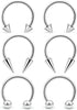 6Pcs Septum Rings 16G Surgical Steel Snake Bite Jewelry Long Spike Horseshoe Lip Rings Smiley Piercing Jewelry for Women Men 8mm 10mm...