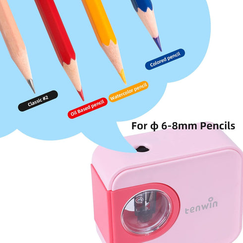 Portable Electric Pencil Sharpener, Pencil Sharpeners Battery Operated, Tungsten Steel Blade to Fast Sharpen, Kids Pocket Sharpener, Fit to 6-8mm ...