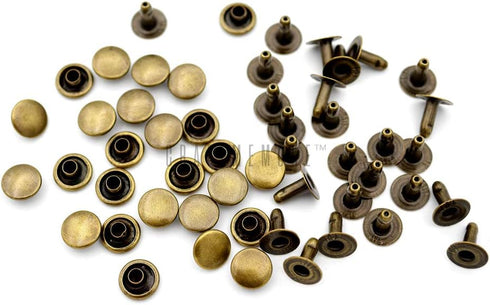 CRAFTMEMORE 200 Pack Leather Rivets Single Cap Rapid Rivet Metal Stud Fasteners Round Cap for Bag Belt Wallet Leather Craft (Antique Brass, 6MM)...