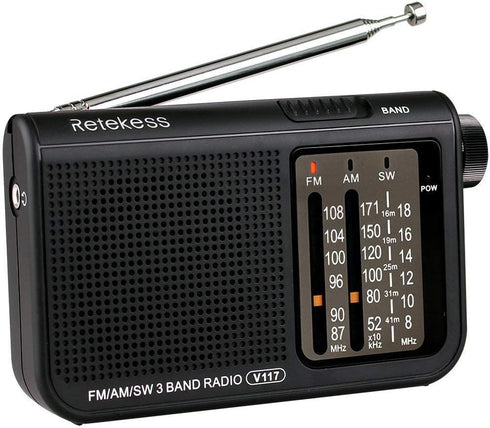 Retekess V117 Portable Radios AM FM, Shortwave Radio with Clear Dial, Transistor Radio with Best Reception for Seniors (Black)...