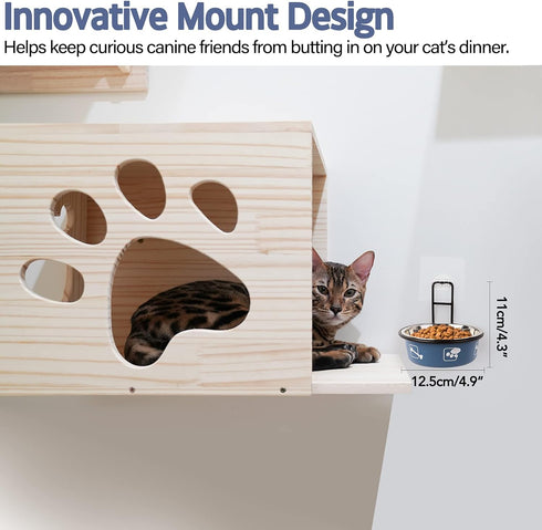 Cat Feeder, Wall Mounted, Raised Stainless Steel Bowls with Stand, Nonslip No Spill, 2 Packs (Blue)...