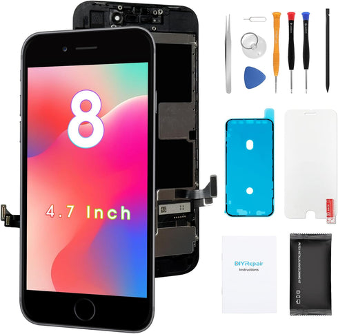 for iPhone 8 Screen Replacement 4.7', 3D Touch Screen Full Repair kit, Display Digitizer Glass Assembly with Tools Set, Tempered Glass, Instructio...
