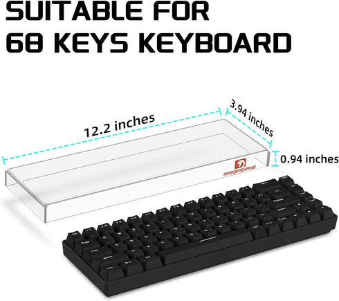 SELORSS Gaming Keyboard Dust Cover Mechanical Keyboard Cover Premium Clear Acrylic Keyboard Cover for 60% Compact 68 Keys Gaming Keyboard Keychron...