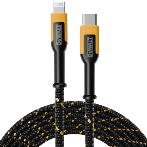 DEWALT Lightning to Type C Cable — Reinforced Braided Cable for Type C Fast Charging — USB C to Lightning Charging Cable — Fast Charging Apple Com...