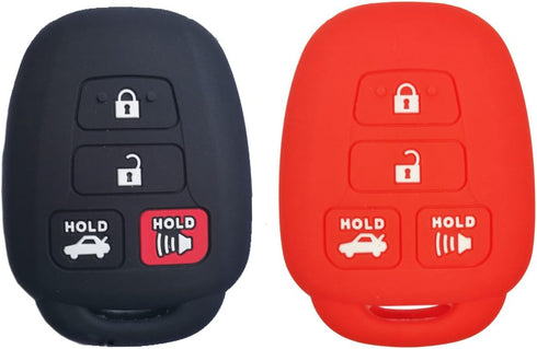 2Pcs Coolbestda Silicone Key fob Case Skin Jacket Remote Bag Wallet for Toyota Camry SE LE Avalon Corolla RAV4 Venza Highlander Sequoia HYQ12BDM B...