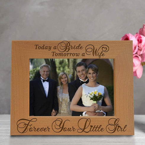 KATE POSH Natural Wood Picture Frame - Engraved (5x7-Horizontal) - Mother of The Bride Gifts, Father of The Bride Gifts...