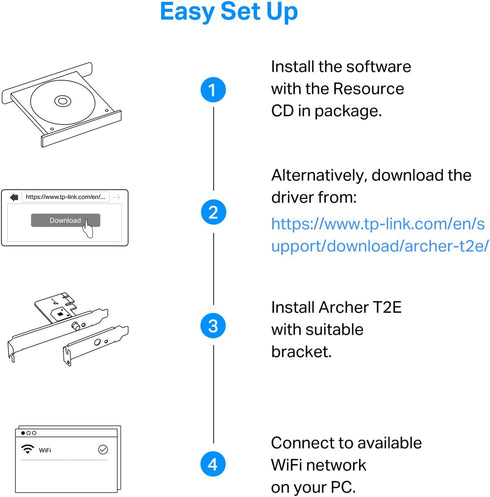 TP-Link PCIe WiFi Card AC600 for Desktop PC, Dual Band Wireless Internal Network Card(Archer T2E) High-Gain Antenna, MU-MIMO, WPA3, Low Profile, S...