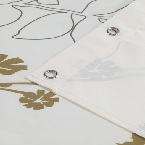 Cream Fabric Shower Curtain,Silhouette Flower Polyester Fabric,Waterproof Floral Leaves Shower Curtain,Plants Printed Shower Curtains for Bathroom...