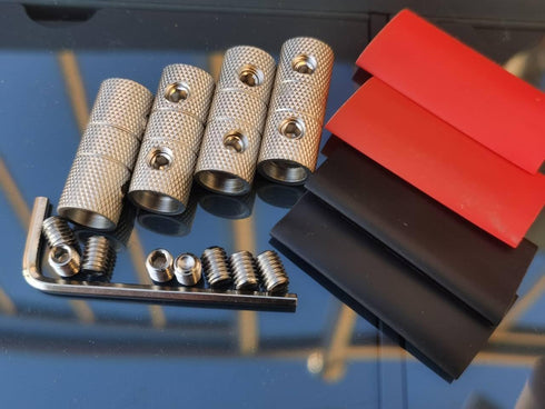 4 Guage Wire Splice Connectors 4 AWG Battery Cable Splicing Amplifier Wire Butt Connector Nickel Plated Brass 4PCS with Heat Shrink Tube...