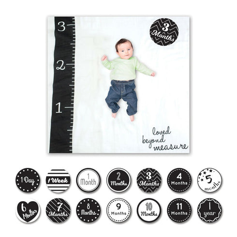 lulujo Baby Baby's First Year Milestone Blanket and Cards Set, Loved Beyond Measure...