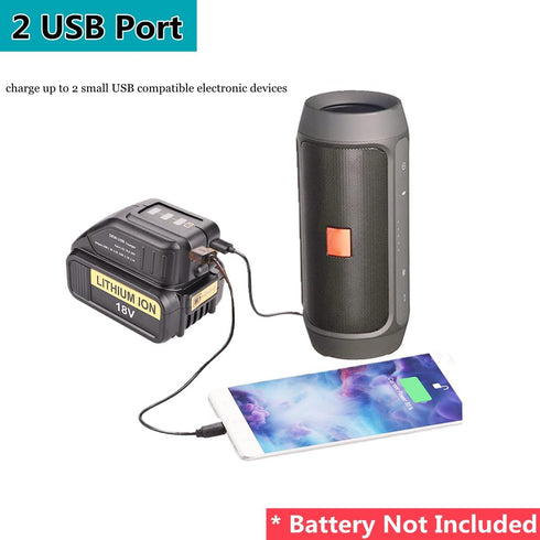 USB Charger for Dewalt 10.8V - 20V Battery, Power Tool Battery Charger Adapter (Battery Not Included)...