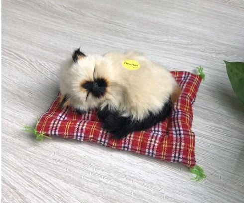 Simulation Lovely Cat Make Sounds Doll Cute Sleeping Plush Cats on Mat Stuffed Decorations Great Gift...