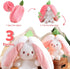 MIAODAM Easter Bunny Stuffed Animal, Carrot and Strawberry Bunny Plush Turn Into Rabbit Fruit Doll Carrot Strawberry, Plushies Funny Bunny Toy for...