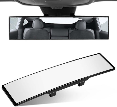 Car Rearview Mirror 12 Inch HD Glass Anti Glare Clip On Panoramic Wide Angle Car Interior Rear View Mirror Accessories for Car SUV Trucks (White)...