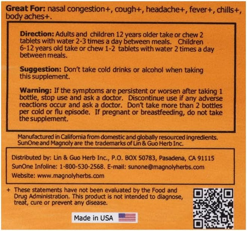 SunOne +Herbal Supplements for cold & flu relief+ non-drowsy...