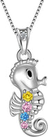 Mini Animal Earrings Necklace for Girls - 925 Sterling Silver Octopus Rabbit Whale Seahorse Cute Small Stud Earrings Tiny Animal Pendant Necklace ...