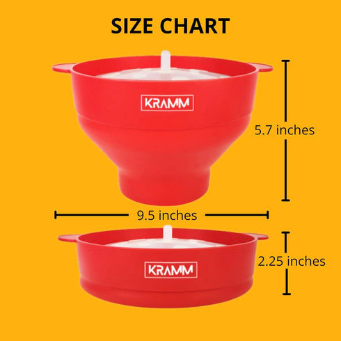 Silicone Microwave Popcorn Popper | KRAMM Popcorn Bowl - Collapsible Bowl with Lid, No Oil Required, BPA-Free, Heat Resistant, Dishwasher Safe - P...