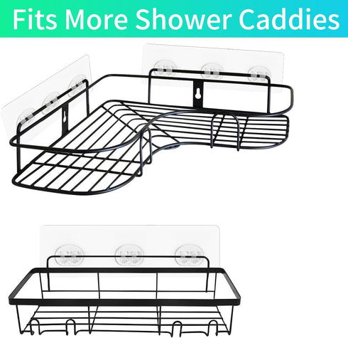 4 Pcs Corner Shower Caddy Adhesive Replacement Hook, No Drilling Strong Transparent Adhesive for Shower Caddy, Bathroom Storage Shelves, Kitchen R...