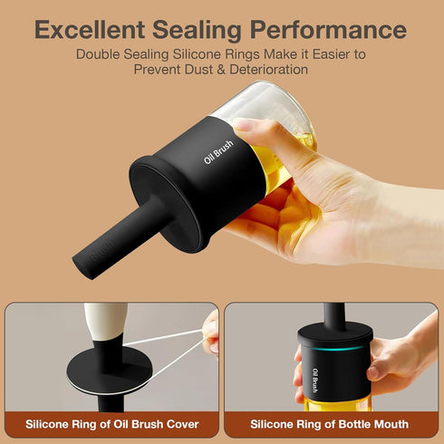 oil dispenser Bottle with Heat Resistant Brush?Glass oil dispenser for Kitchen?Oil Container with Silicone Basting & Pastry Brush for Cooking BBQ ...