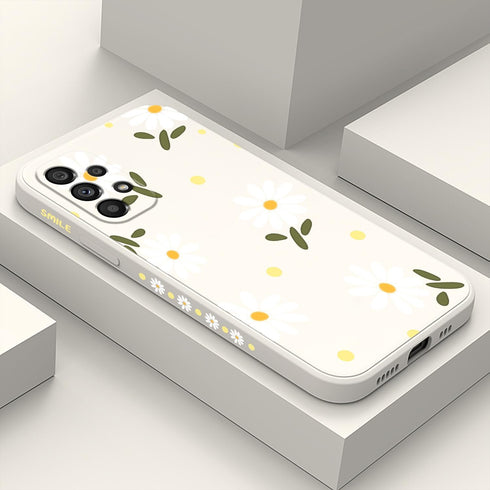 for Samsung Galaxy A53 5G Case Side Creative Design Soft Silicone Drop Protective Flower Case for Samsung A53 5G-Daisy White...