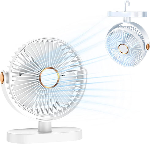 USB Table Fan,Personal Quiet 5 Speeds Desktop Portable Fan,Small But Powerful,Battery Fan Adjustable Desk Fan 360° Rotation for Office,Bedroom(Whi...