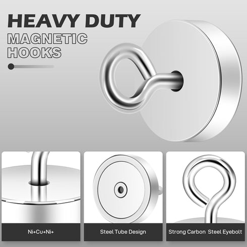 Neosmuk Magnetic Hooks,80lb Heavy Duty Earth Magnets with Hook for Refrigerator, Extra Strong Cruise Hook for Hanging, Magnetic Hanger for Cabins,...