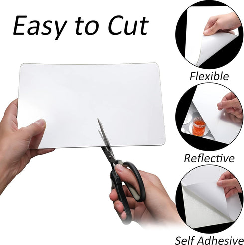 BBTO 9 Pieces Adhesive Craft Mirrors 6 x 9 Inches, 6 x 6 Inches Acrylic Mirror Tiles Small Rectangular Stick on Flexible Self Adhesive Non Glass P...