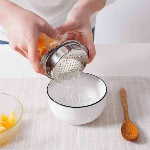 Stainless Steel Food Can Strainer Sieve Tuna Press Lid Oil Drainer Remover, Unique No-Mess Dishwasher Safe Design...