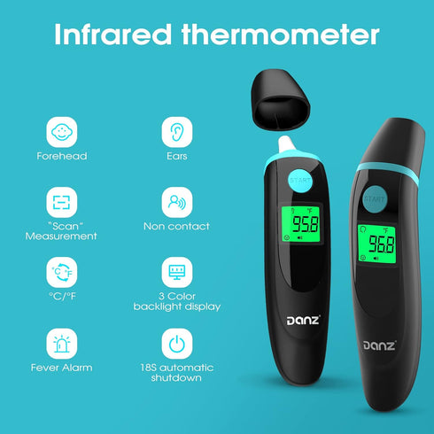 Forehead Thermometer for Adults, 4 in 1 Ear Thermometer for Kids, No Touch Baby Thermometer, Digital Thermometer with Fever Alarm and Object Measu...