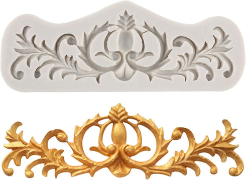 Baroque Style Curlicues Scroll Lace Silicone Fondant Molds Relief Flower Mold Filigree Mold 3D Sculpted For Cake Decorating Cupcake Topper Chocola...