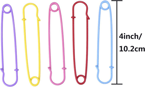 Outus Steel Safety Pins Blanket Pins 4 Inch Extra Large, 5 Colors 10 Pieces...