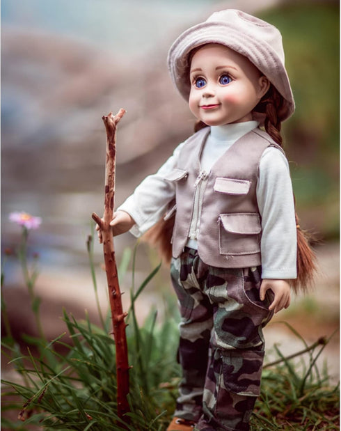 The Queen's Treasures 18 Inch Doll Clothes & Accessories, 4 Pc Fishing Outfit with Pants, Hat, Vest & Shirt, Compatible for Use with American Girl...
