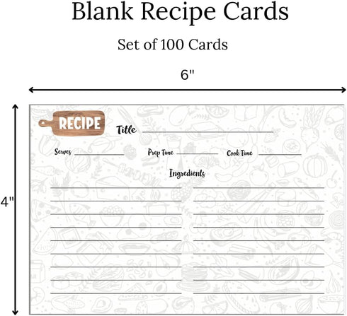 Recipe Cards 4x6, Set of 100 with 8 Category Dividers - Beautifully Designed 4x6 Recipe Cards for Your Culinary Creations...