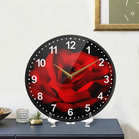 ALAZA Red Rose Flower Black Wall Clock Battery Operated Silent Non Ticking Clocks for Living Room Decor 12 Inch / 9.5 Inch...