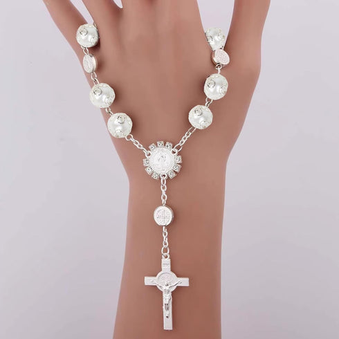 2Pcs Car Rosary for Rearview Mirror,Rosary for Car,Auto Rosary Hanging Ornament Car Rosary Ball Beads Cross Rosary Bracelet Car Decorations for Wo...