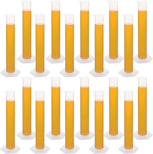20 Pack 50 ml Graduated Cylinder Set Plastic Graduated Cylinder for Hydrometer Test Tubes Clear Lab Cylinders with Raised Marking & Spout Measurin...
