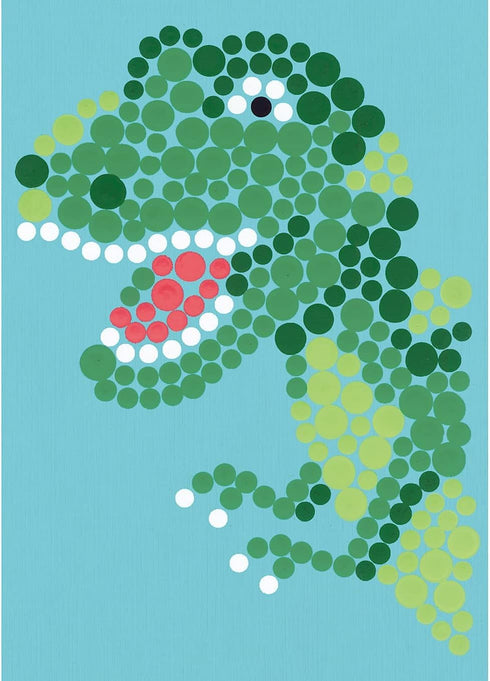 DIMENSIONS Colorful Dinosaur Acrylic Dot Painting Kit for Adults and Kids, Finished Project 5" x 7", Multicolor 8 Piece...