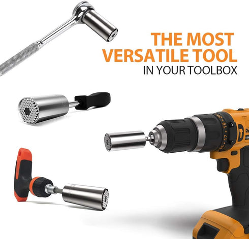 Universal Socket Tools Gifts for Men: Fathers Day Birthday Gift for Dad Husband Him Women 1/4"-3/4"(7-19mm) Super Socket Set Impact Power Drill Ad...
