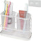 White Toothbrush Holders for Bathrooms, Toothbrush Holders Wall Mounted with 2 Cup, Dry & Wet Separation, Bathroom Countertop Organizer and Storag...