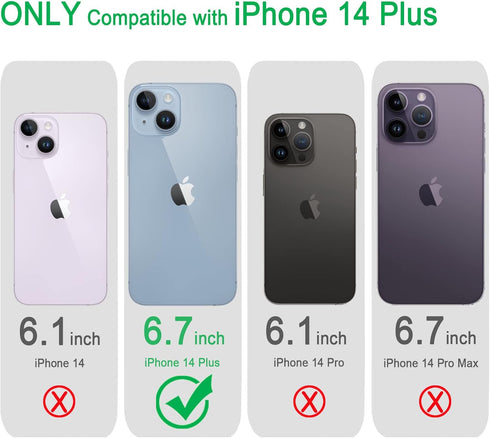 JJGoo Compatible with iPhone 14 Plus Case Clear, Non-Yellowing Shockproof Phone Case for Apple iPhone 14 Plus, Slim Anti-Scratch Hard PC Back Prot...