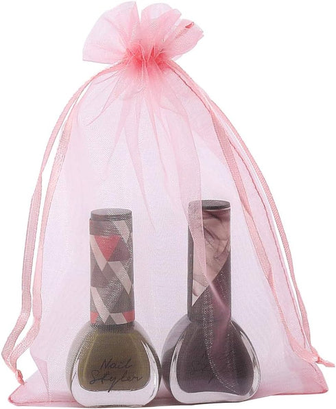 HRX Package Organza Bags Blush Pink 5x7 inch 100pcs, Mesh Jewelry Pouches Candy Bags Drawstring Empty Sachet for Wedding Baby Shower Party...