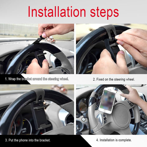 Car Steering Wheel Phone Mount, Steering Wheel Smartphone Mount, Portable Steering Wheel Phone Holder Mount Clip Fit for IPhone14/13/12/11 Pro Max...