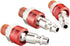 Industrial-Grade 1/4" Swivel Air Plug, 6-Pack 360° Swivel Steel Red Electrophoresis Plug, 1/4-Inch NPT Male Pre-Coated 18-Threads, Air Hose Fittin...