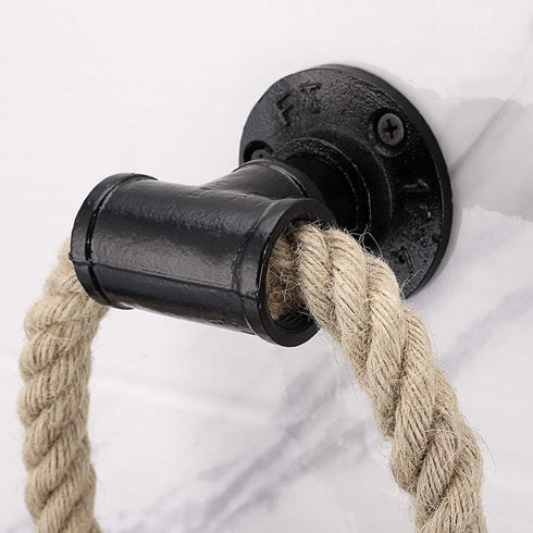 Sumnacon Industrial Pipe Rope Towel Ring - Wall-Mounted Metal Towel Rack/Bar with Hardware,Vintage Style Iron Hand Towel Holder for Shower/Bathroo...